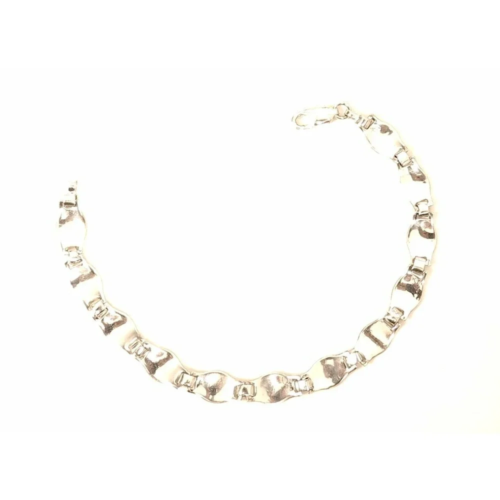 Shiny Sterling‎ Silver Panel Linked Bracelet*7-5/8